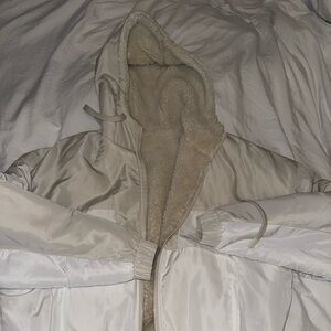 Cream Hooded Puffer Jacket